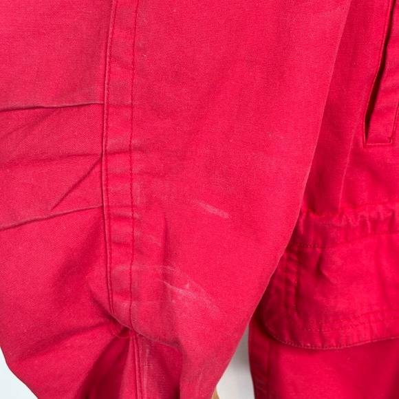 VTG 90s Boat Works Fisherman Chore Coat L Red Stripe Nautical Yacht Sailing Barn - Picture 8 of 16